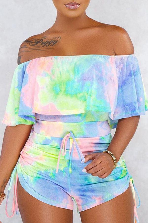 

Lovely Chic Dew Shoulder Blue One-piece Romper