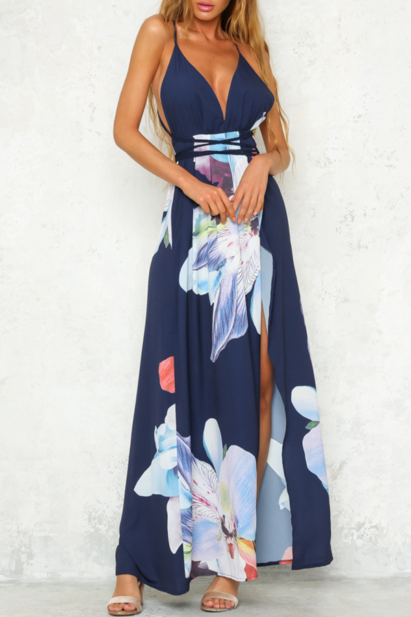 

Lovely Stylish Printed Split Multicolor Ankle Length Dress, Multi