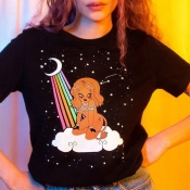 Lovely Leisure O Neck Printed Multicolor T-shirt