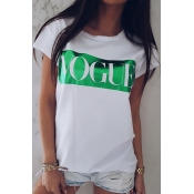 Lovely Casual Letter Printed Green T-shirt