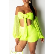 Lovely Sexy Off The Shoulder Bow-tie Design Green 