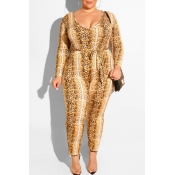 Lovely Casual Snakeskin Pattern Printed Plus Size 