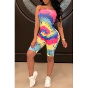 Lovely Casual Off The Shoulder Printed Multicolor 