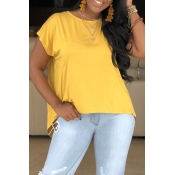Lovely Casual O Neck Yellow T-shirt