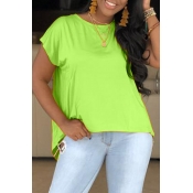 Lovely Casual O Neck Green T-shirt