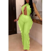 Lovely Sexy Hollow-out Backless Green One-piece Ju