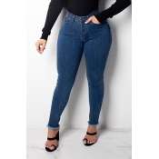 Lovely Casual Hollow-out Deep Blue Jeans