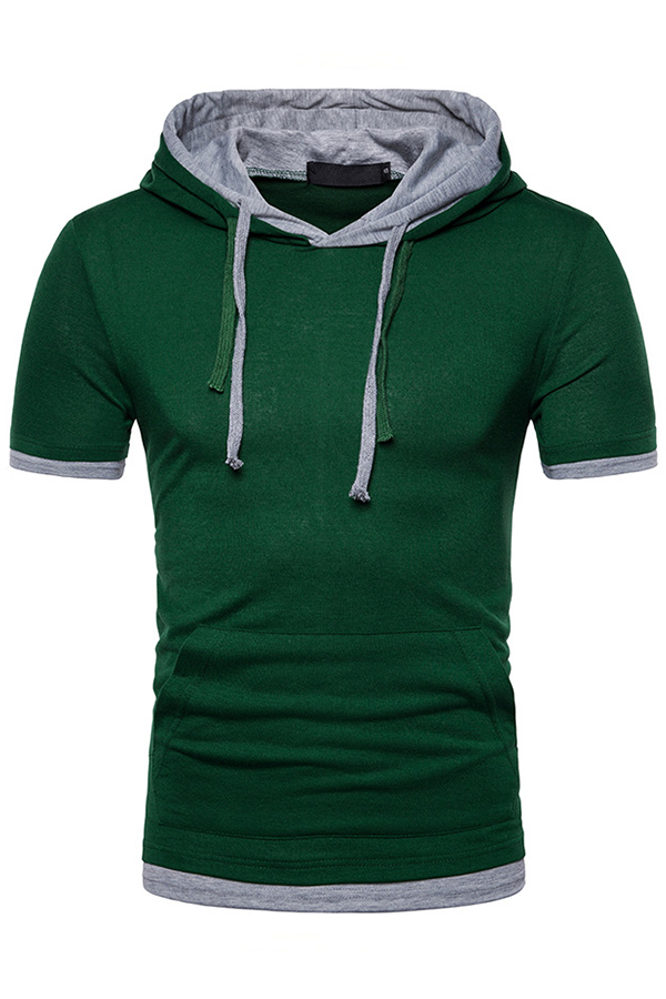 

Lovely Casual Hooded Collar Blackish Green T-shirt, Black green