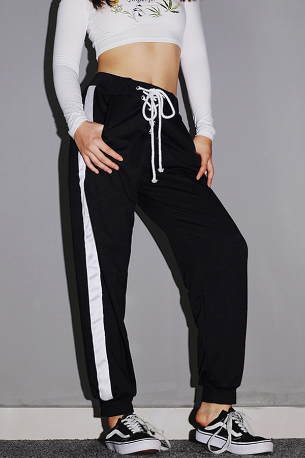

Lovely Casual Gradual Change Black Two-piece Pants Set