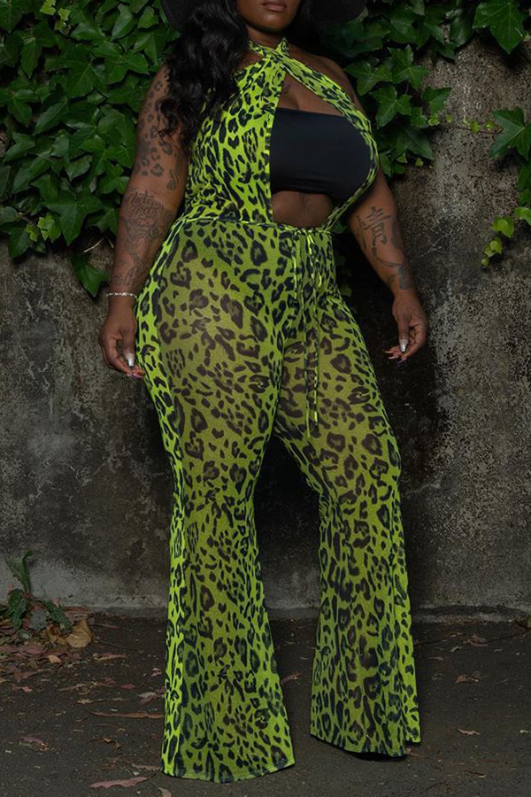 

Lovely Sexy Hollow-out Green Plus Size One-piece Jumpsuit(Without Lining