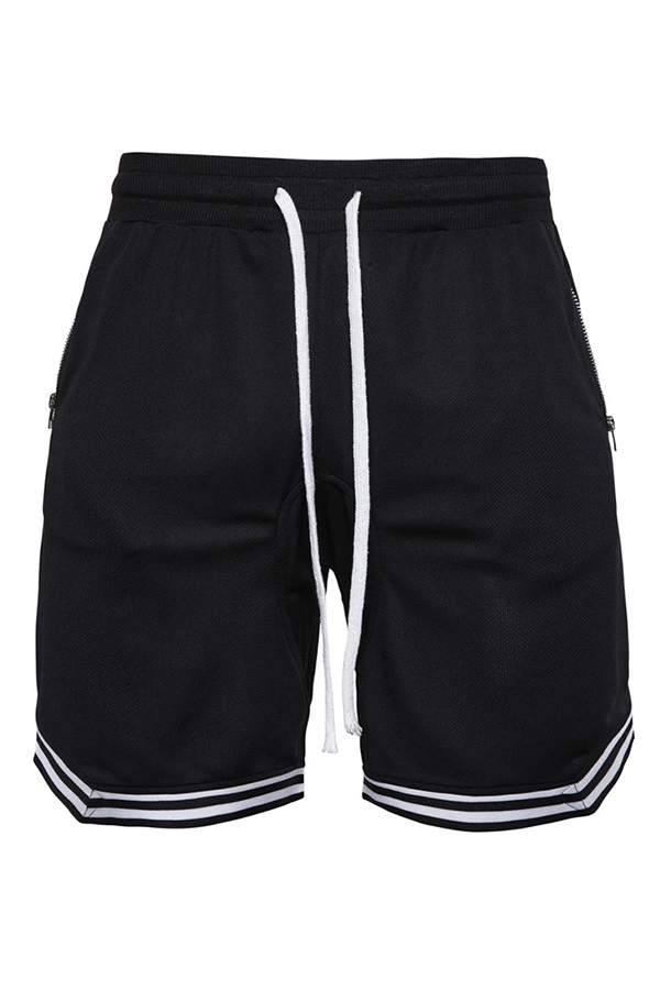 

Lovely Casual Patchwork Black Shorts