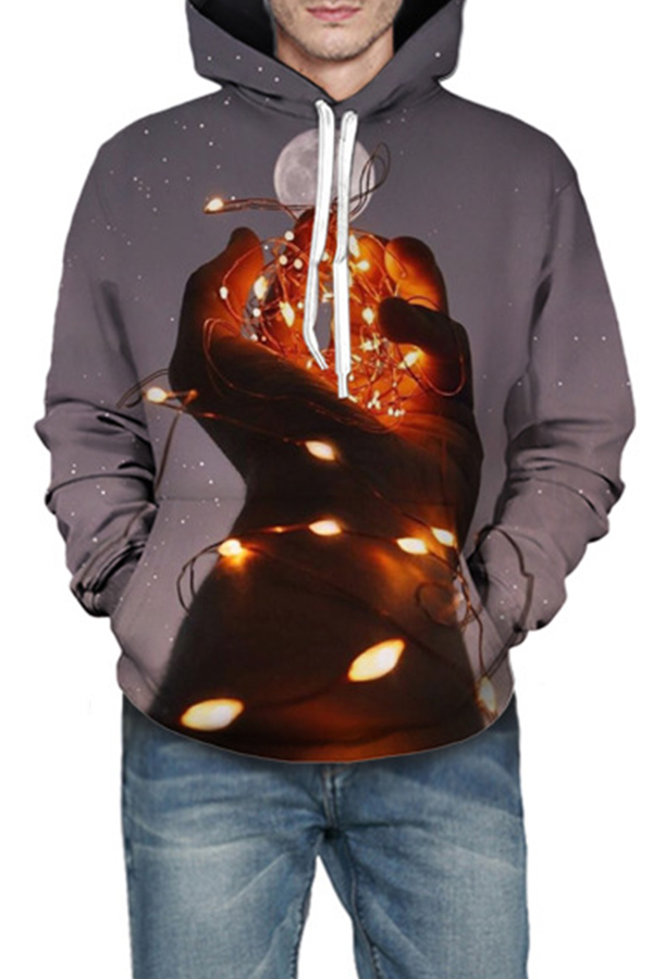 

Lovely Casual Hooded Collar Printed Multicolor Hoodies(With Elastic, Multi