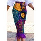 Lovely Stylish High Waist Printed Multicolor Mid C
