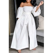 Lovely Stylish Off The Shoulder White One-piece Ju