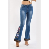 Lovely Trendy Embroidered Design Patchwork Deep Bl