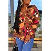 Lovely Casual Turndown Collar Camouflage Printed B