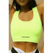 Lovely Casual Letter Printed Green Camisole