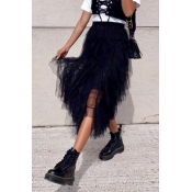Lovely Trendy Asymmetrical Black Ankle Length Skir