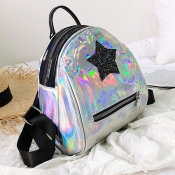 Lovely Trendy Patchwork Silver Backpack