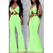 Lovely Sexy Hollow-out Green One-piece Jumpsuit