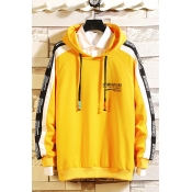 Lovely Casual Hooded Collar Patchwork Yellow Hoodi