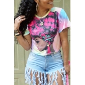 Lovely Casual Portrait Printed Multicolor T-shirt