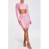 Lovely Chic Crop Top Light Pink Two-piece Shorts S
