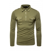 Lovely Trendy Pocket Patched Army Green Polo Shirt