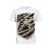 Lovely Casual O Neck Printed White T-shirt