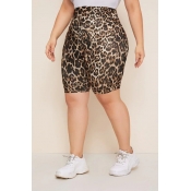 Lovely Casual Leopard Printed Plus Size Shorts