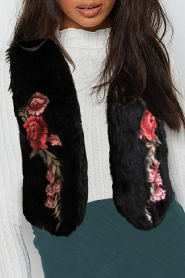

Lovely Casual Embroidered Design Black Vests