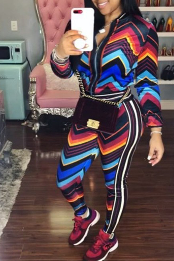 

Lovely Casual Printed Multicolor Two-piece Pants Set, Multi