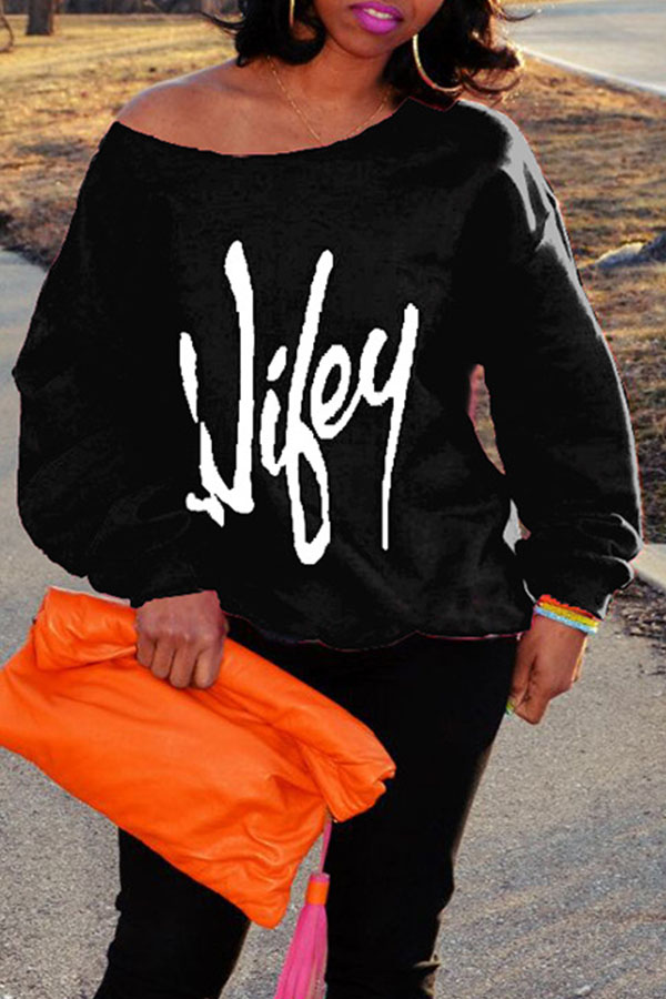 Lovely Casual Letter Printed Black Sweatshirt Hoodie