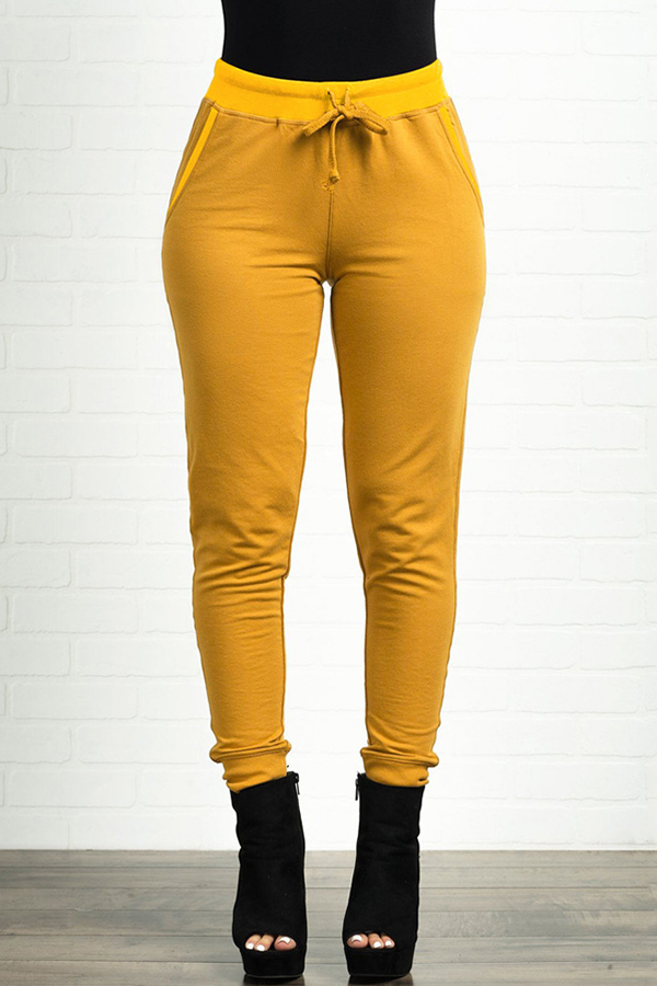 

Lovely Work Lace-up Yellow Pants
