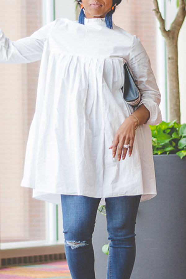 

Lovely Work Ruffle Design White Blouse
