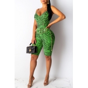 Lovely Chic Leopard Printed Green One-piece Romper