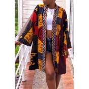 Lovely Leisure Printed Patchwork Multicolor Coat