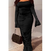 Lovely Trendy Backless Black Ankle Length Dress