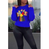 Lovely Leisure Patchwork Royal Blue Sweaters