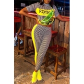 Lovely Trendy Floral Printed Patchwork Black Two-p