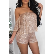 Lovely Sweet Off The Shoulder Gold Two-piece Short