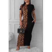 Lovely Casual Leopard Printed Patchwork Ankle Leng