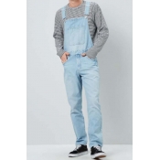 Lovely Casual Pocket Patched Baby Blue Jeans