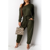 Lovely Trendy Ruffle Design Army Green One-piece J