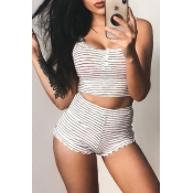 Lovely Casual Pinstripe Two-piece Shorts Set
