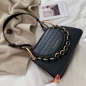 Lovely Casual Chain Strap Black Messenger Bag