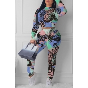 Lovely Casual Printed Deep Blue Two-piece Pants Se
