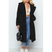 Lovely Casual Winter Long Black Coat