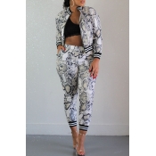 Lovely Casual Snakeskin Printed Two-piece Pants Se