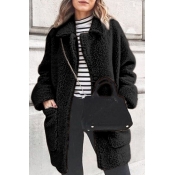 Lovely Trendy Pockets Design Black Coat